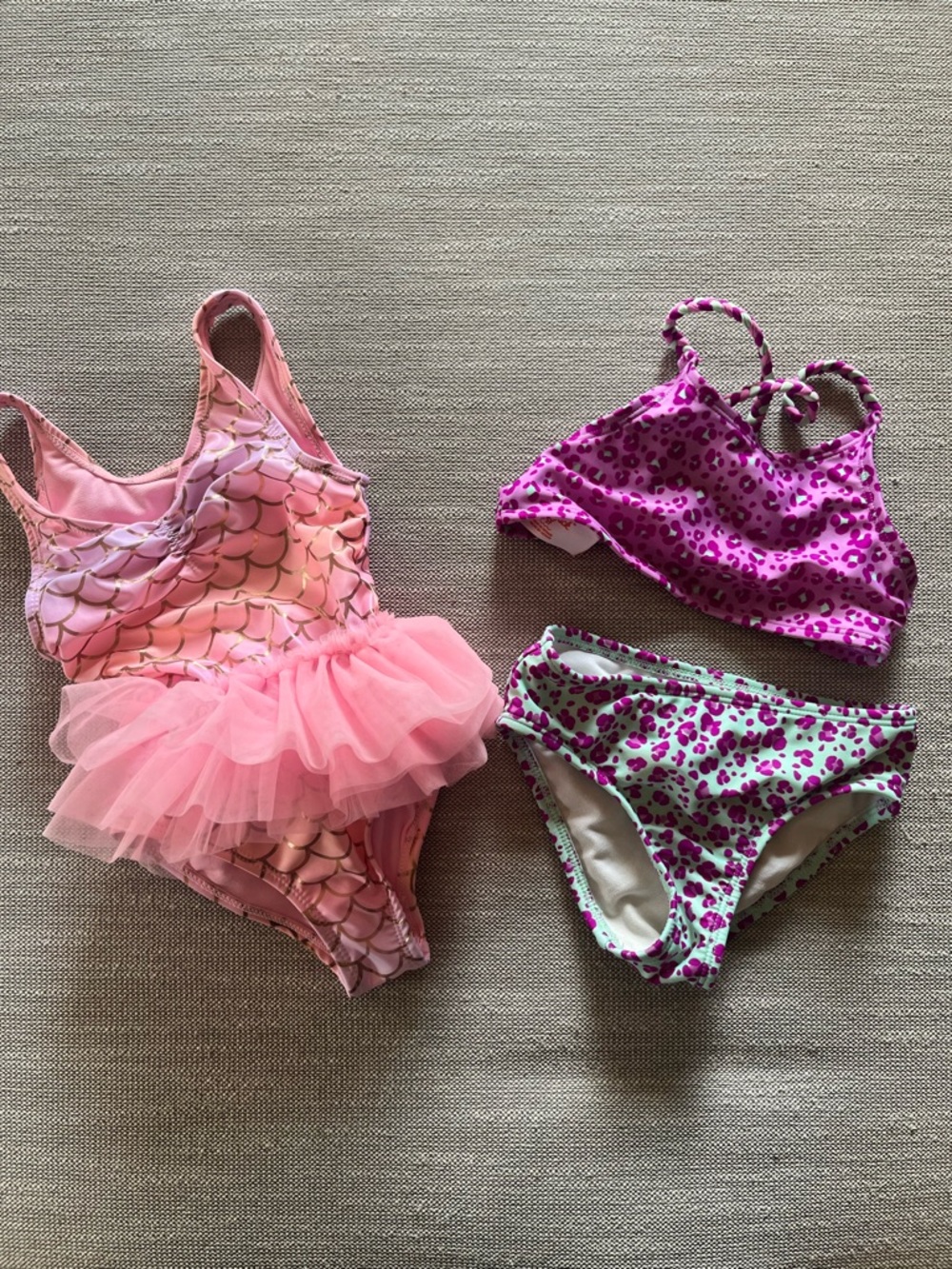 3T swimsuits! Cat & Jack bikini and Wonder Nation one piece with attached tutu